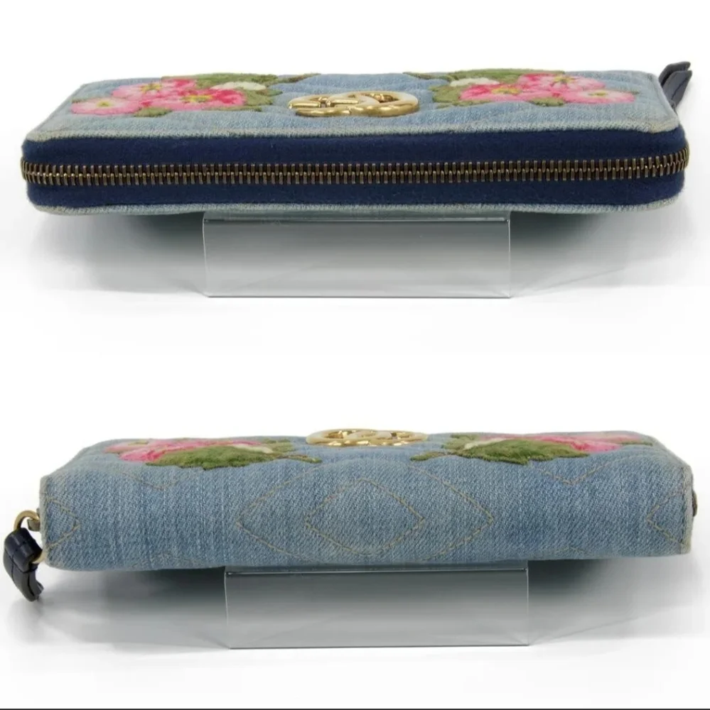 GUCCI Denim Flora long zippy wallet - Picture 5 of 12